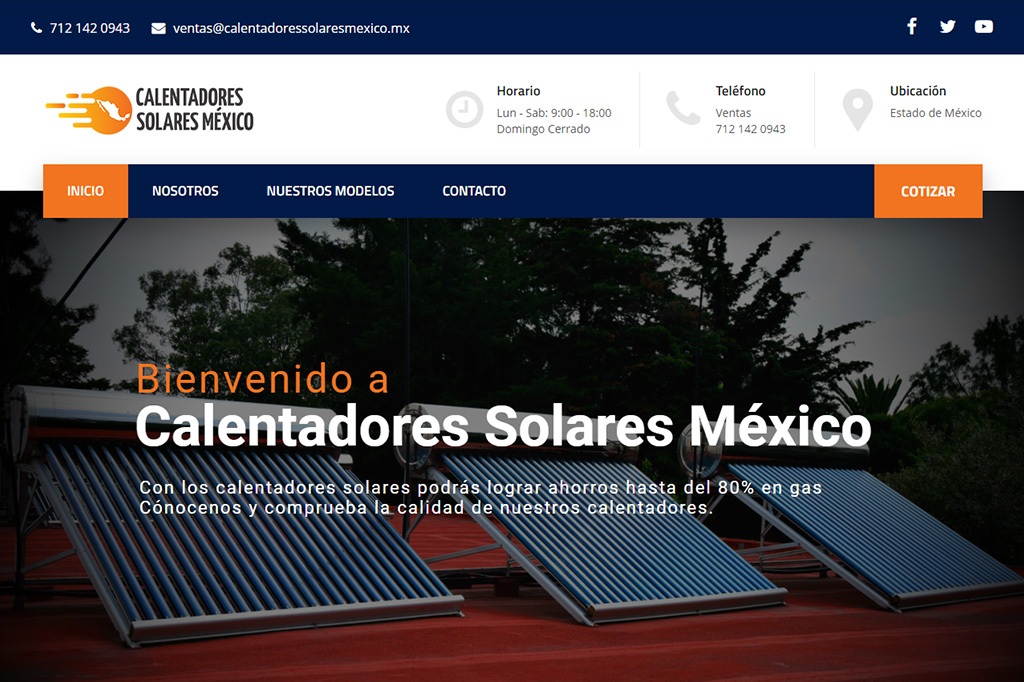 Página web Calentadores Solares México